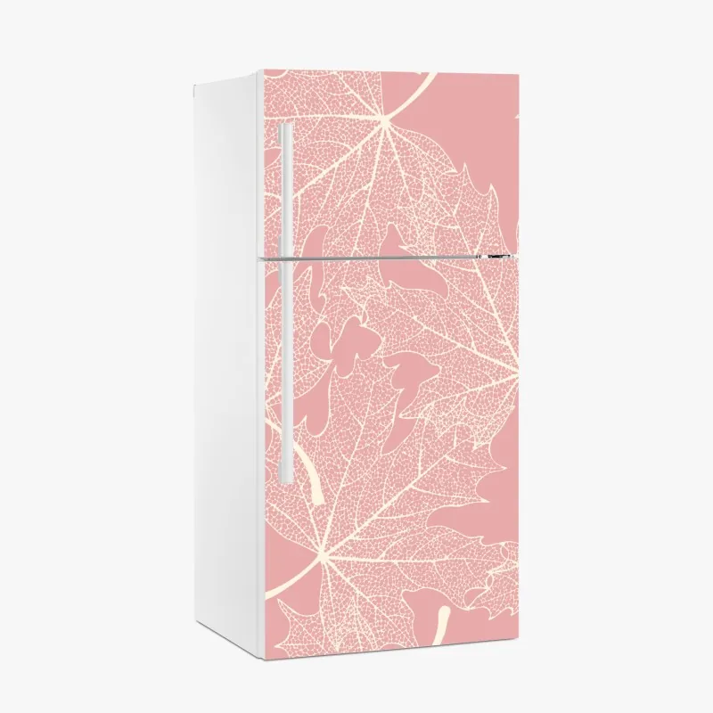 Naklejka na lodówkę różowa papuga i chryzantema - botaniczny motyw – Wallissimo®