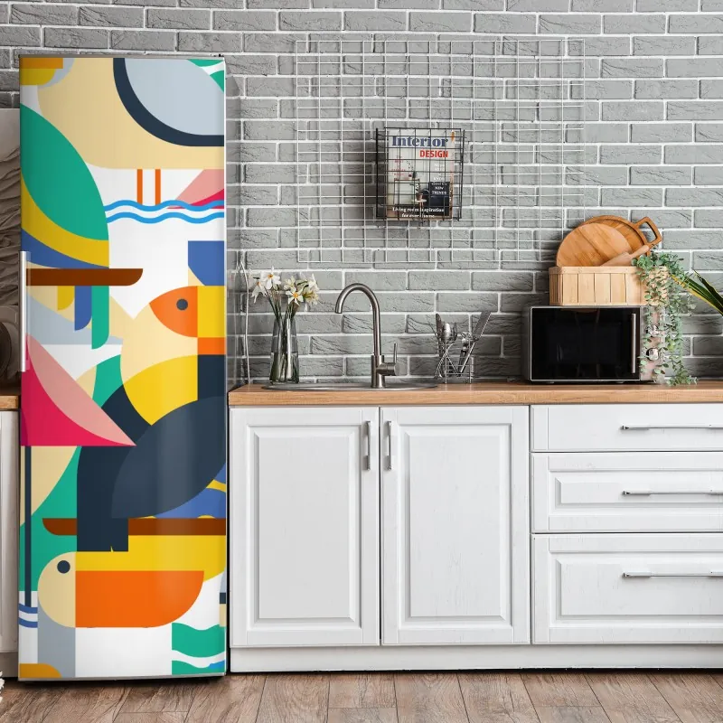 Naklejka na lodówkę różowe akwarelowe kwiaty na czarnym tle – Wallissimo®