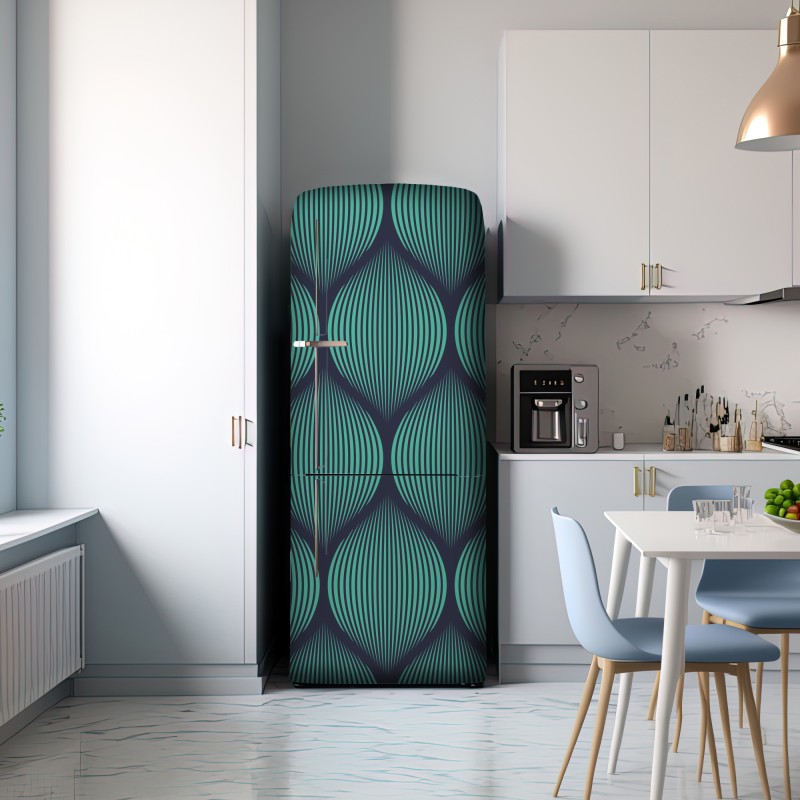 Naklejka na lodówkę turkusowy geometryczny motyw łezki – Wallissimo® Naklejka na lodówkę turkusowy geometryczny motyw łezki – Wallissimo®