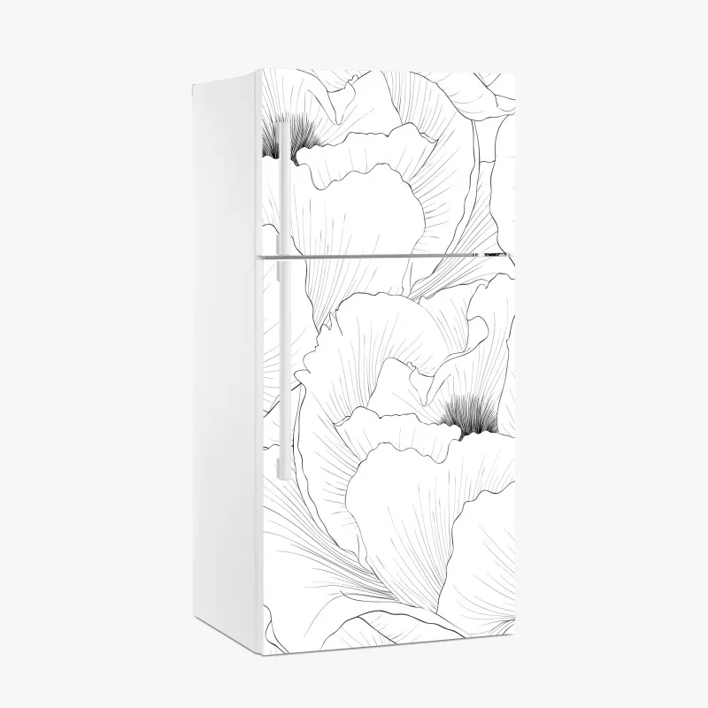 Naklejka na lodówkę abstrakcyjny falisty wzór w turkusie i koralu – Wallissimo®