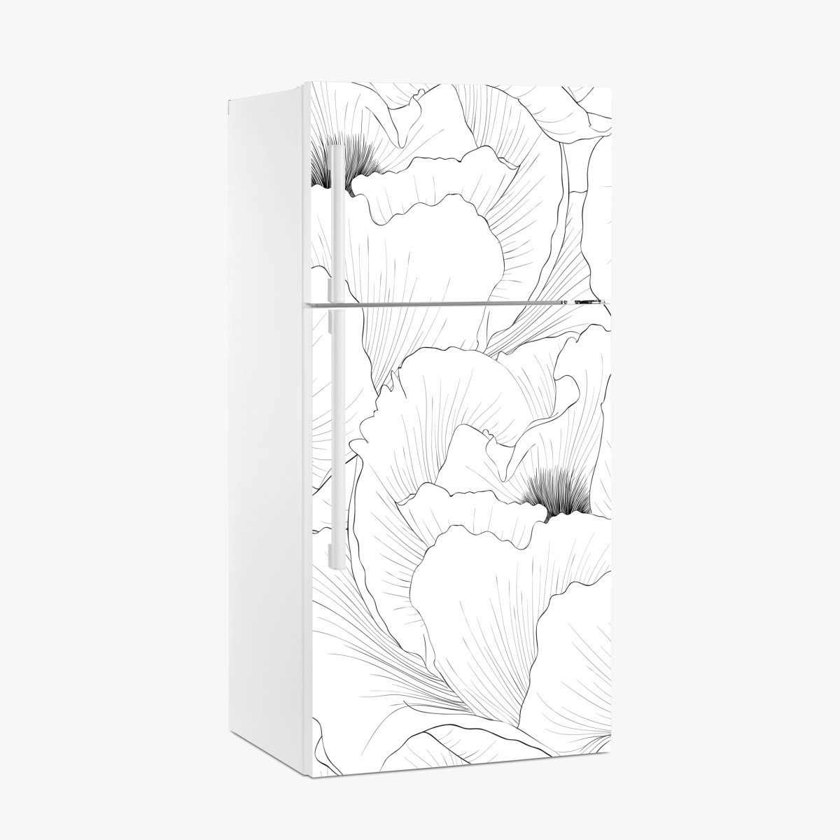 Fridge sticker delicate botanical line art floral pattern