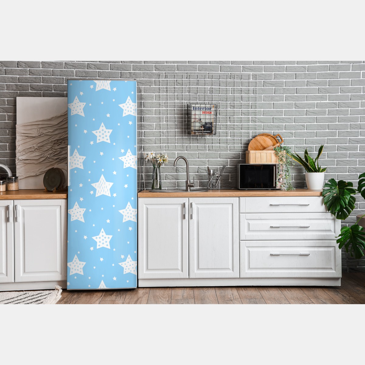 Naklejka na lodówkę miękkie niebieskie gwiazdki do pokoju dziecięcego – Wallissimo® Naklejka na lodówkę miękkie niebieskie gwiazdki do pokoju dziecięcego – Wallissimo®
