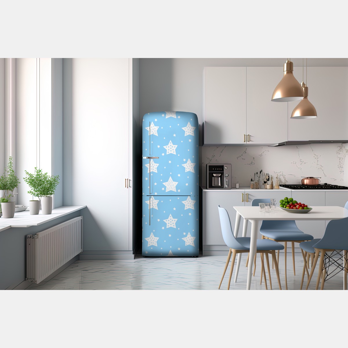 Naklejka na lodówkę miękkie niebieskie gwiazdki do pokoju dziecięcego – Wallissimo® Naklejka na lodówkę miękkie niebieskie gwiazdki do pokoju dziecięcego – Wallissimo®