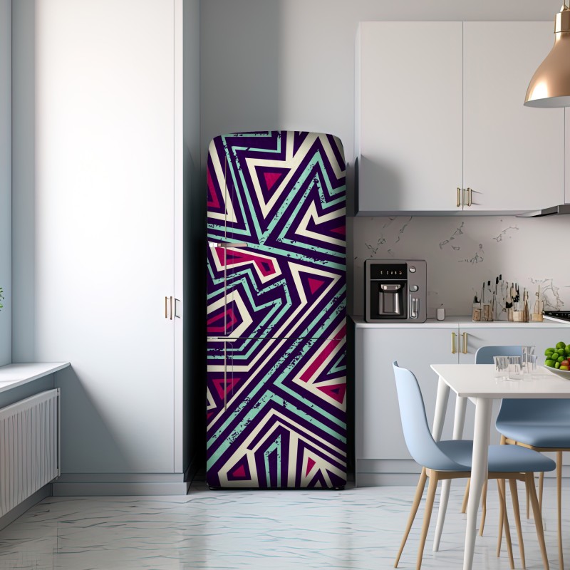 Naklejka na lodówkę odważny geometryczny wzór z trójkątami – Wallissimo® Naklejka na lodówkę odważny geometryczny wzór z trójkątami – Wallissimo®