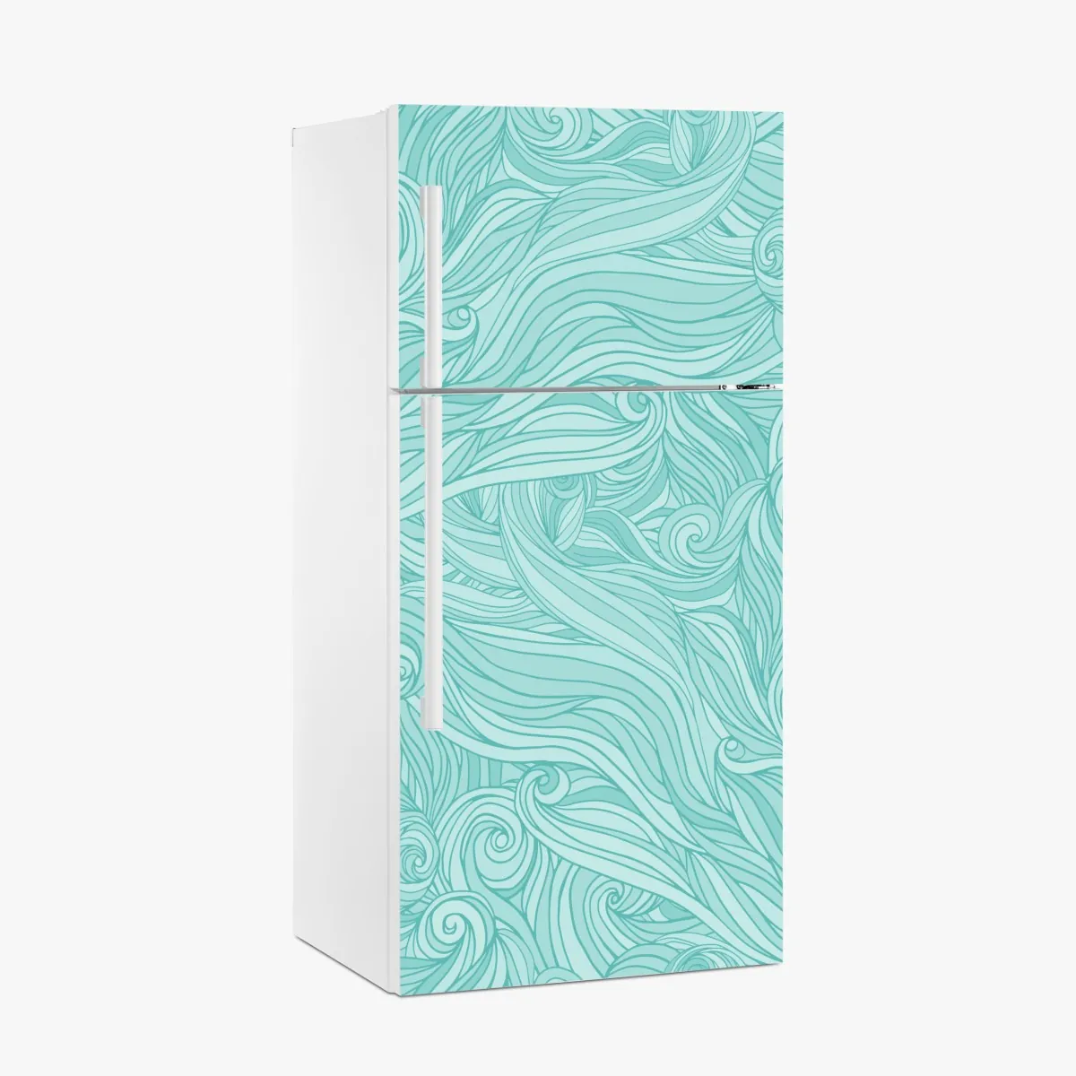 Naklejka na lodówkę turkusowy wzór falowy do dekoracji ścian – Wallissimo® Naklejka na lodówkę turkusowy wzór falowy do dekoracji ścian – Wallissimo®