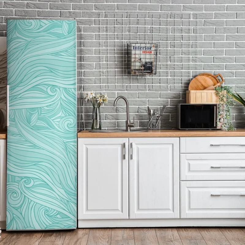 Naklejka na lodówkę koi, lilie wodne i ważki na błękitnym stawie – Wallissimo®