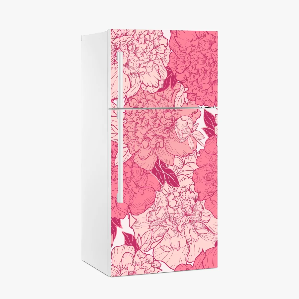 Naklejka na lodówkę różowy wzór z piwoniami – Wallissimo® Naklejka na lodówkę różowy wzór z piwoniami – Wallissimo®