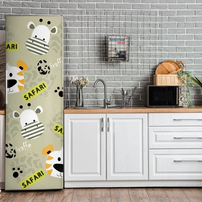 Naklejka na lodówkę geometryczny wzór labiryntu w beżu i czerni – Wallissimo®