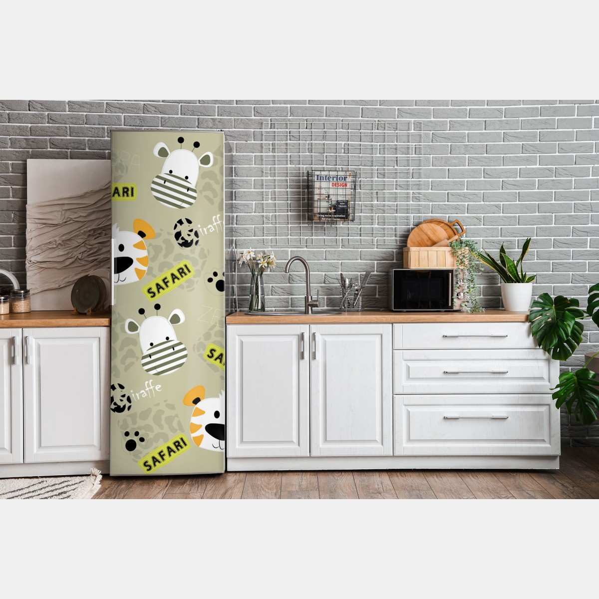 Naklejka na lodówkę uroczy wzór safari dla dzieci – Wallissimo® Naklejka na lodówkę uroczy wzór safari dla dzieci – Wallissimo®