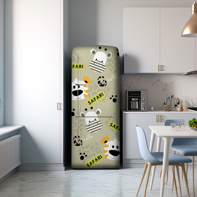 Naklejka na lodówkę uroczy wzór safari dla dzieci – Wallissimo® Naklejka na lodówkę uroczy wzór safari dla dzieci – Wallissimo®