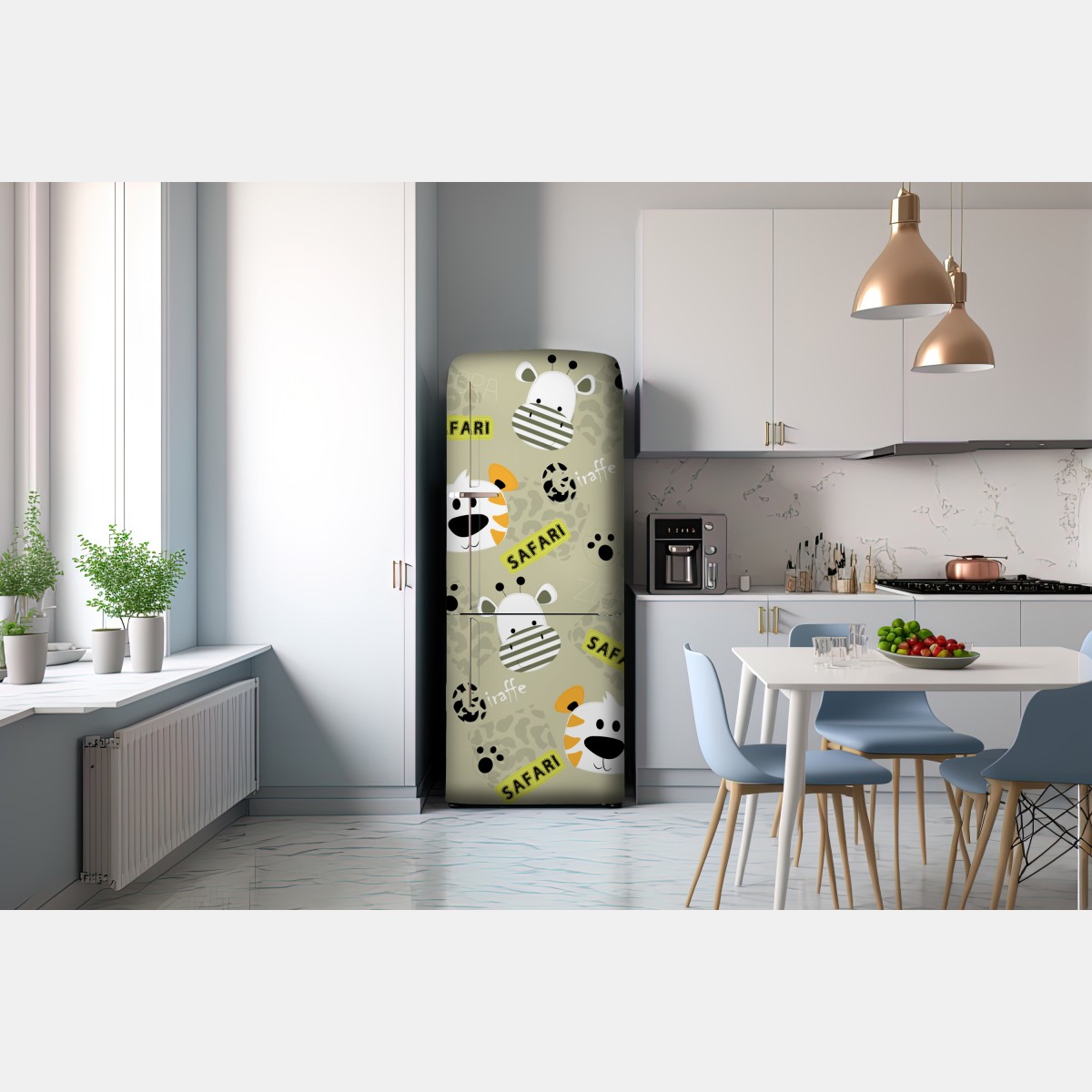 Naklejka na lodówkę uroczy wzór safari dla dzieci – Wallissimo® Naklejka na lodówkę uroczy wzór safari dla dzieci – Wallissimo®