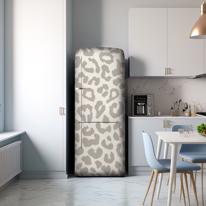 Naklejka na lodówkę neutralny beżowy wzór w panterkę – Wallissimo® Naklejka na lodówkę neutralny beżowy wzór w panterkę – Wallissimo®