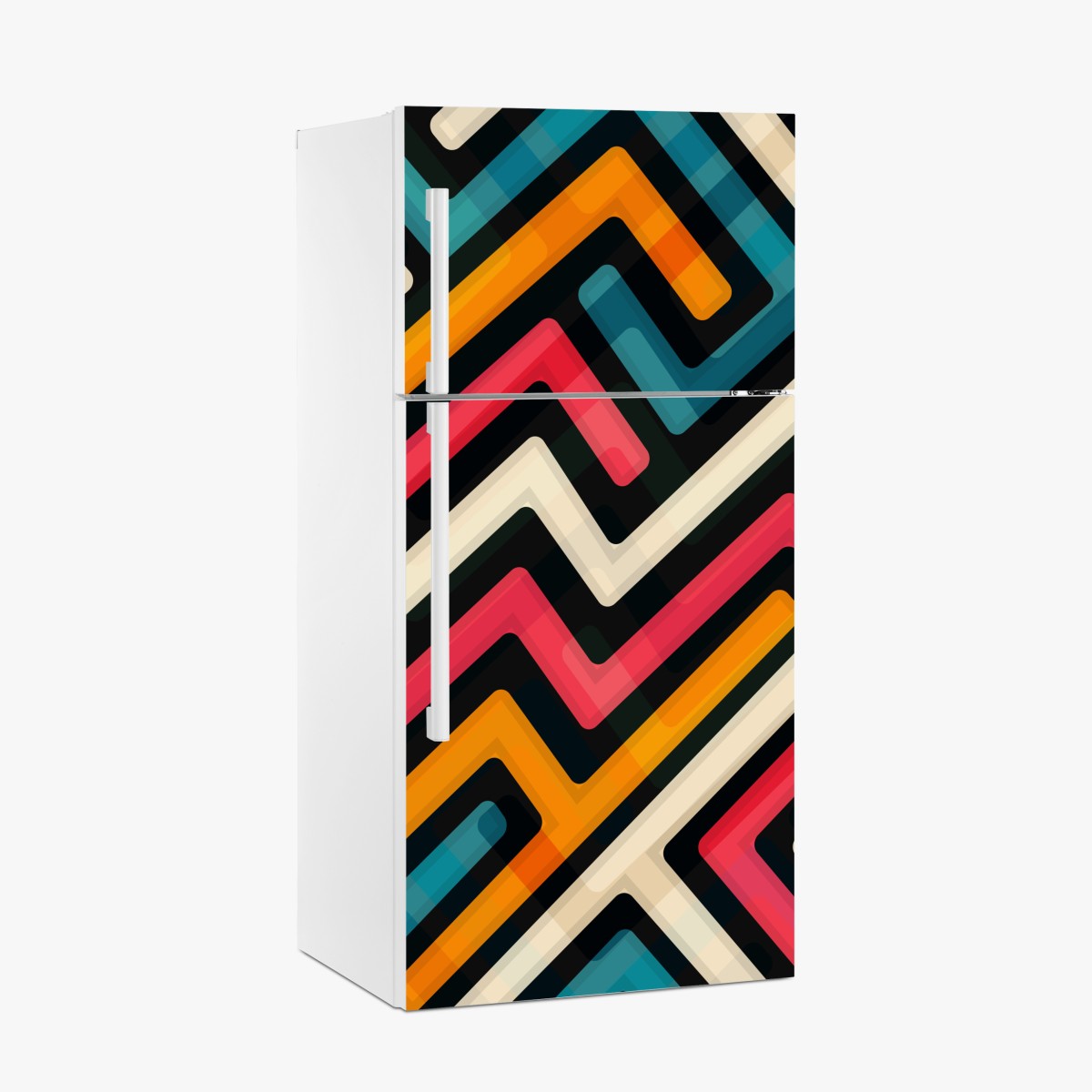 Fridge sticker colorful geometric maze pattern