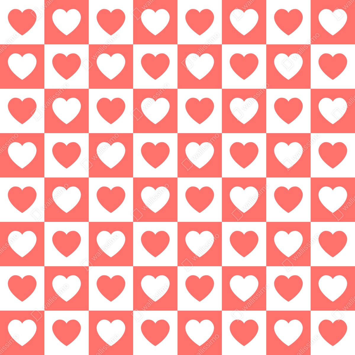 Naklejka na lodówkę różowy wzór serc w szachownicy – Wallissimo® Naklejka na lodówkę różowy wzór serc w szachownicy – Wallissimo®