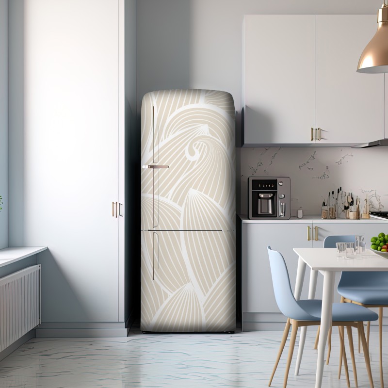 Naklejka na lodówkę delikatny beżowy botaniczny wzór – Wallissimo® Naklejka na lodówkę delikatny beżowy botaniczny wzór – Wallissimo®