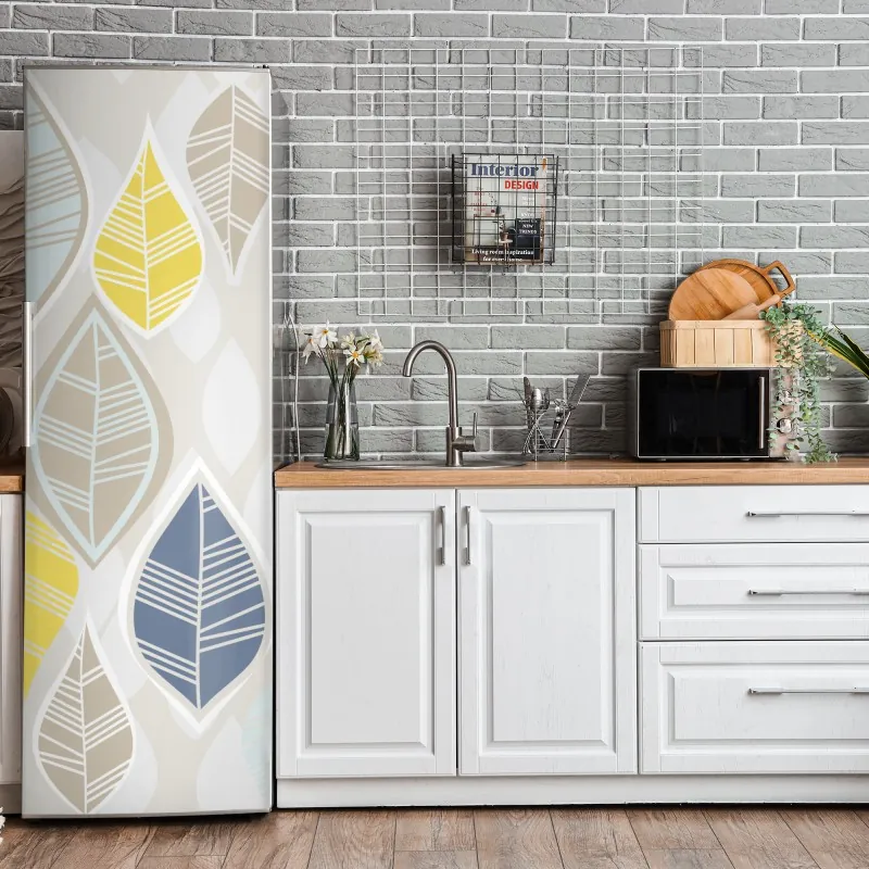 Naklejka na lodówkę turkusowy wzór łusek z złotymi detalami – Wallissimo®