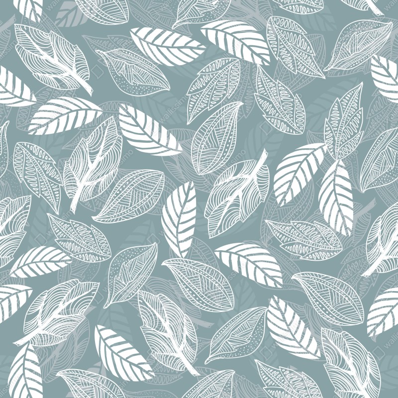 Naklejka na lodówkę ręcznie rysowany wzór liści na miętowym tle – Wallissimo® Naklejka na lodówkę ręcznie rysowany wzór liści na miętowym tle – Wallissimo®