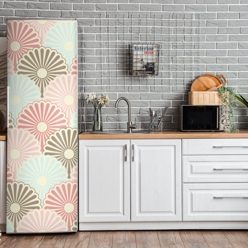 Naklejka na lodówkę pastelowy wzór muszelkowy – Wallissimo® Naklejka na lodówkę pastelowy wzór muszelkowy – Wallissimo®