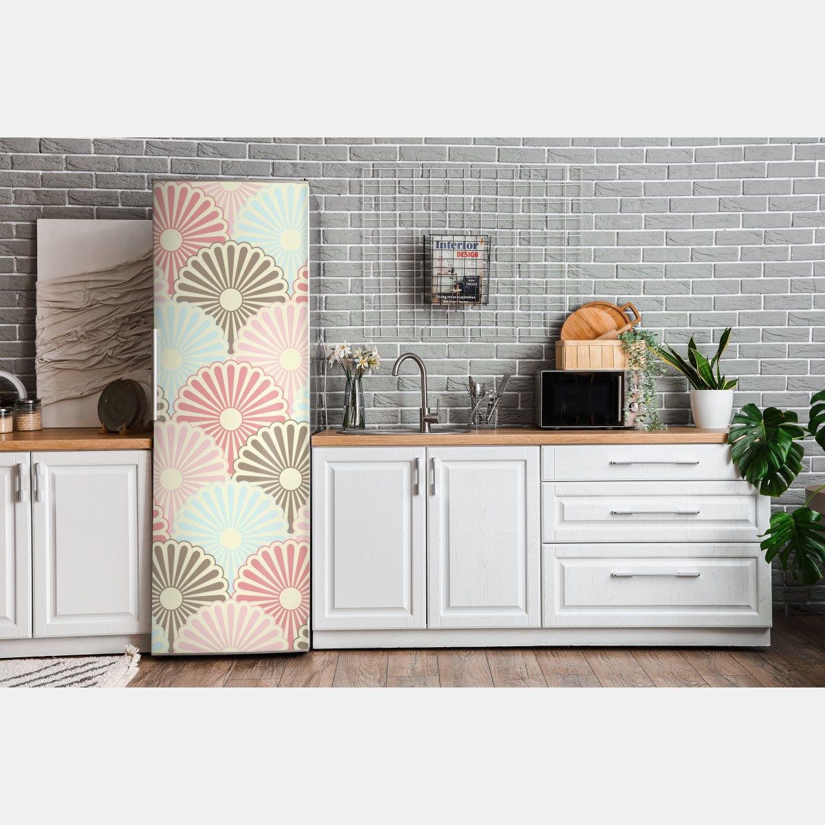 Naklejka na lodówkę pastelowy wzór muszelkowy – Wallissimo® Naklejka na lodówkę pastelowy wzór muszelkowy – Wallissimo®