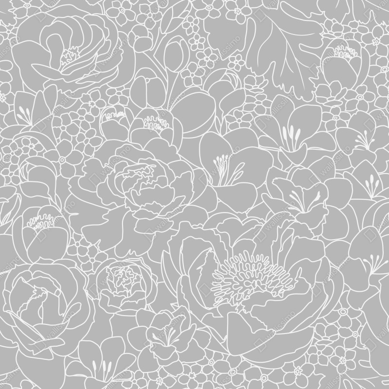 Naklejka na lodówkę subtelny szary wzór kwiatowy w konturze – Wallissimo® Naklejka na lodówkę subtelny szary wzór kwiatowy w konturze – Wallissimo®