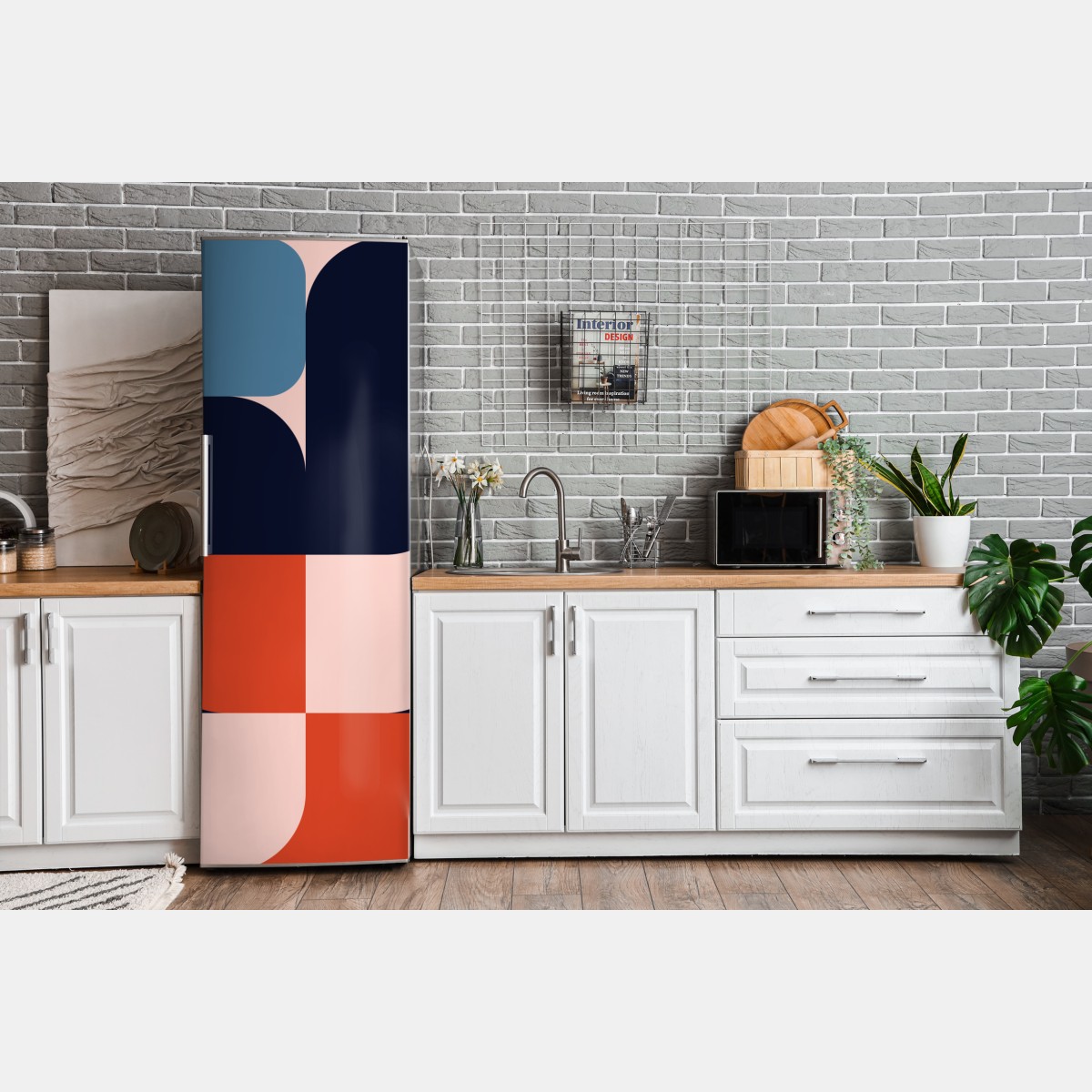 Naklejka na lodówkę odważny geometryczny wzór retro – Wallissimo® Naklejka na lodówkę odważny geometryczny wzór retro – Wallissimo®