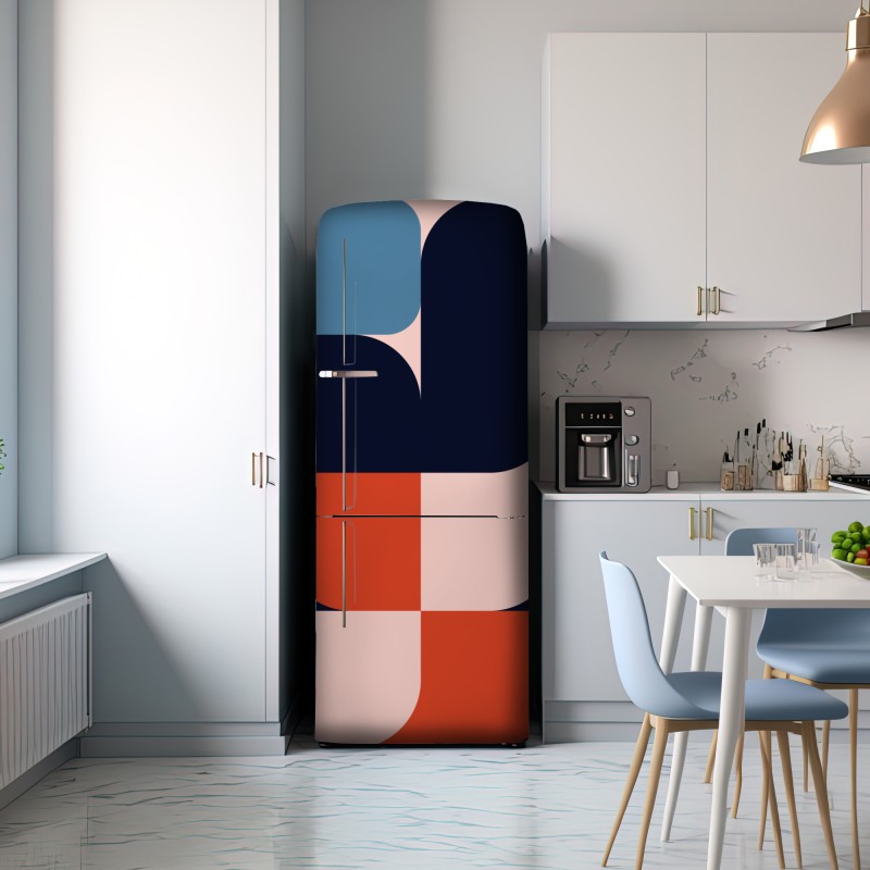 Naklejka na lodówkę odważny geometryczny wzór retro – Wallissimo® Naklejka na lodówkę odważny geometryczny wzór retro – Wallissimo®