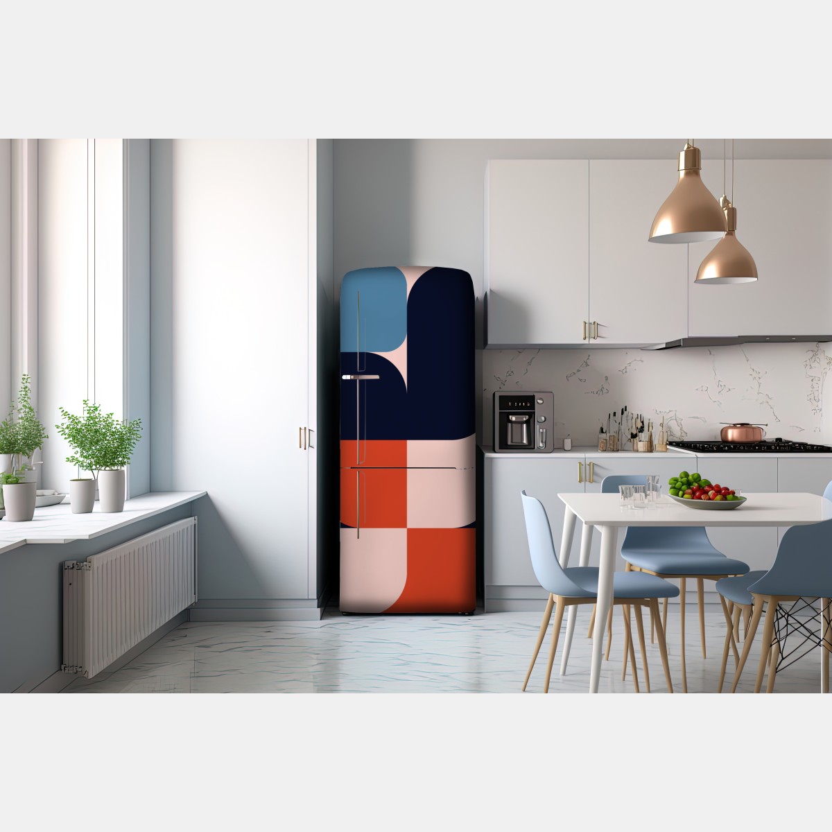 Naklejka na lodówkę odważny geometryczny wzór retro – Wallissimo® Naklejka na lodówkę odważny geometryczny wzór retro – Wallissimo®