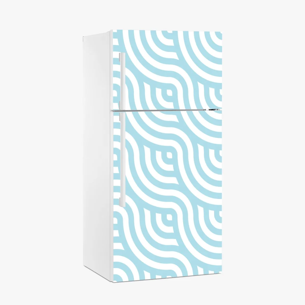 Naklejka na lodówkę miękki turkusowy geometryczny wzór fal – Wallissimo® Naklejka na lodówkę miękki turkusowy geometryczny wzór fal – Wallissimo®