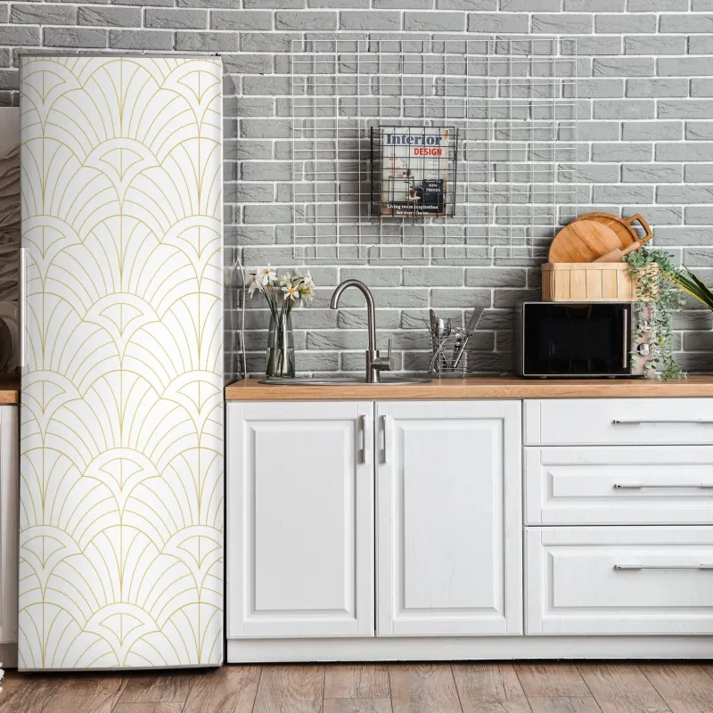 Naklejka na lodówkę złoty wzór art deco – Wallissimo® Naklejka na lodówkę złoty wzór art deco – Wallissimo®