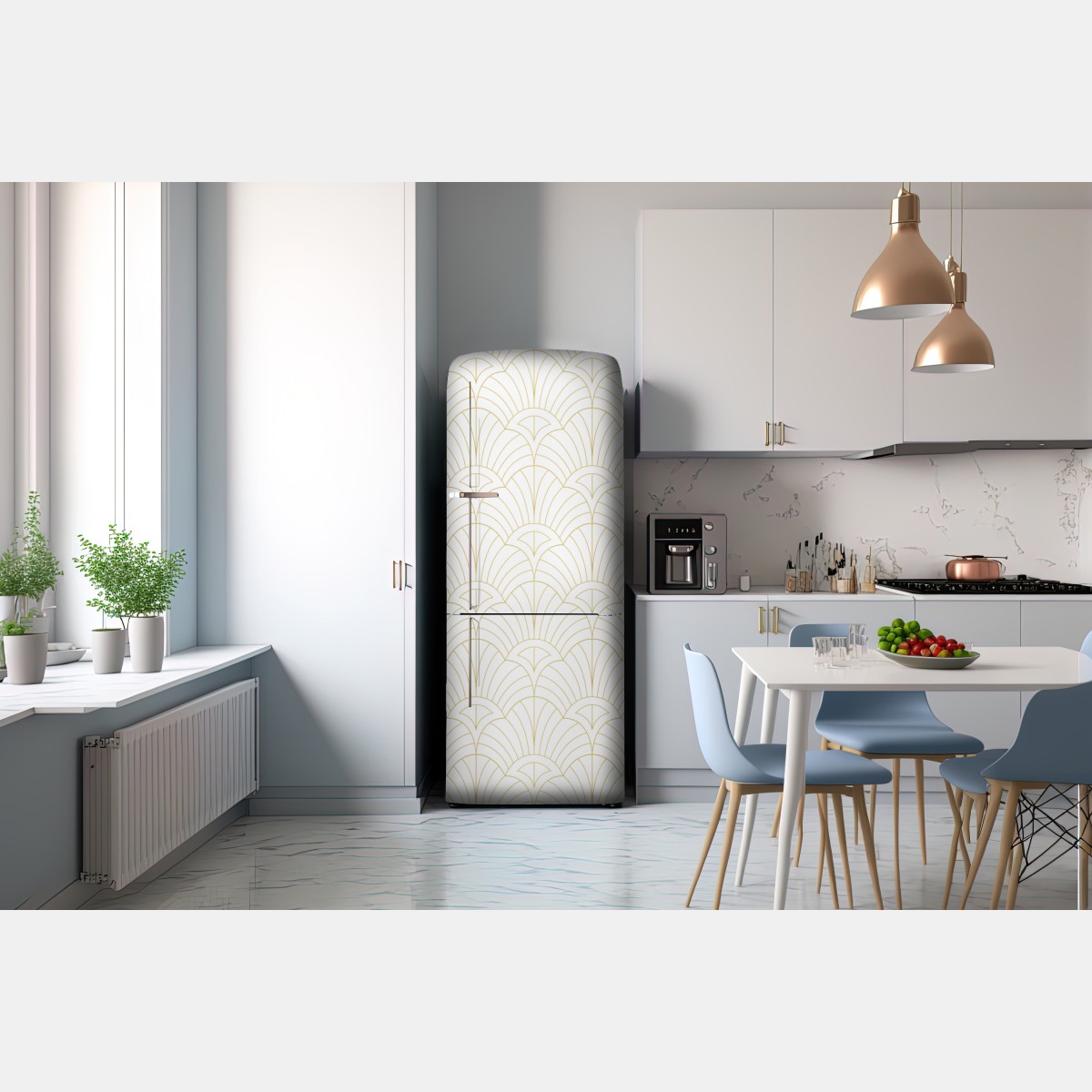 Naklejka na lodówkę złoty wzór art deco – Wallissimo® Naklejka na lodówkę złoty wzór art deco – Wallissimo®