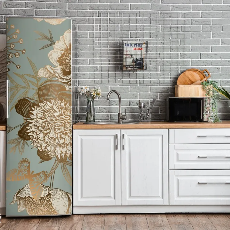 Naklejka na lodówkę biała tekstura marmuru z szarymi żyłkami – Wallissimo®