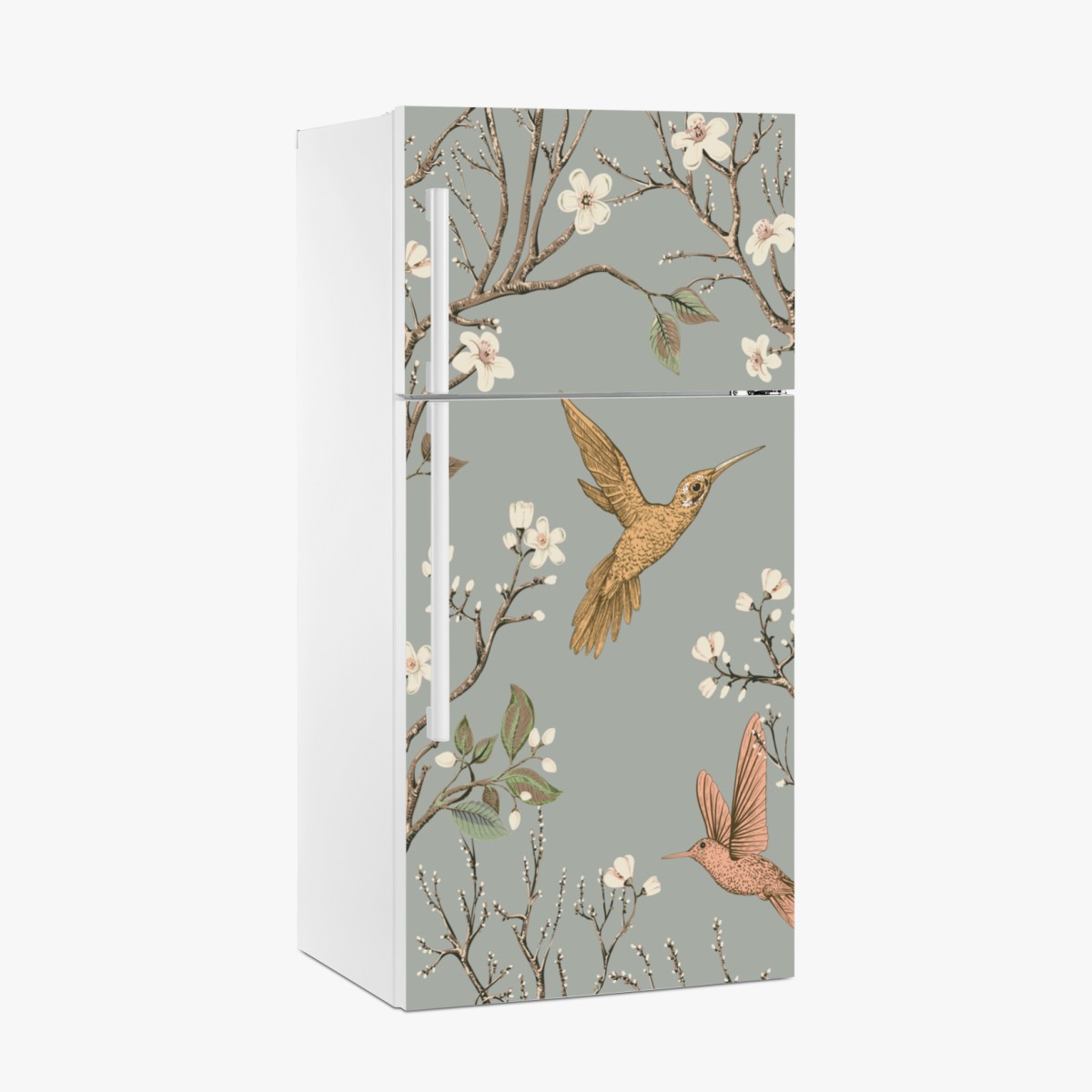 Fridge sticker vintage hummingbird blossom pattern