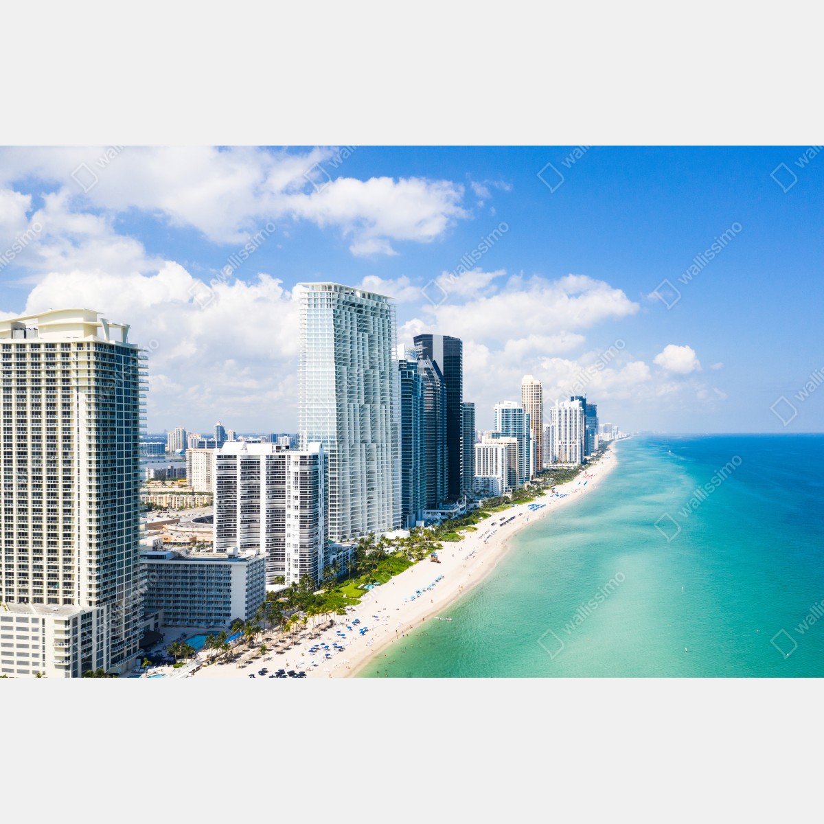 Naklejka na lodówkę turkusowa linia brzegowa z wieżowcami – Wallissimo® Naklejka na lodówkę turkusowa linia brzegowa z wieżowcami – Wallissimo®