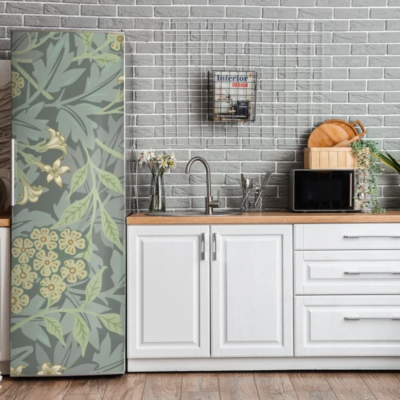 Naklejka na lodówkę złoty wzór wachlarza w stylu art deco – Wallissimo®