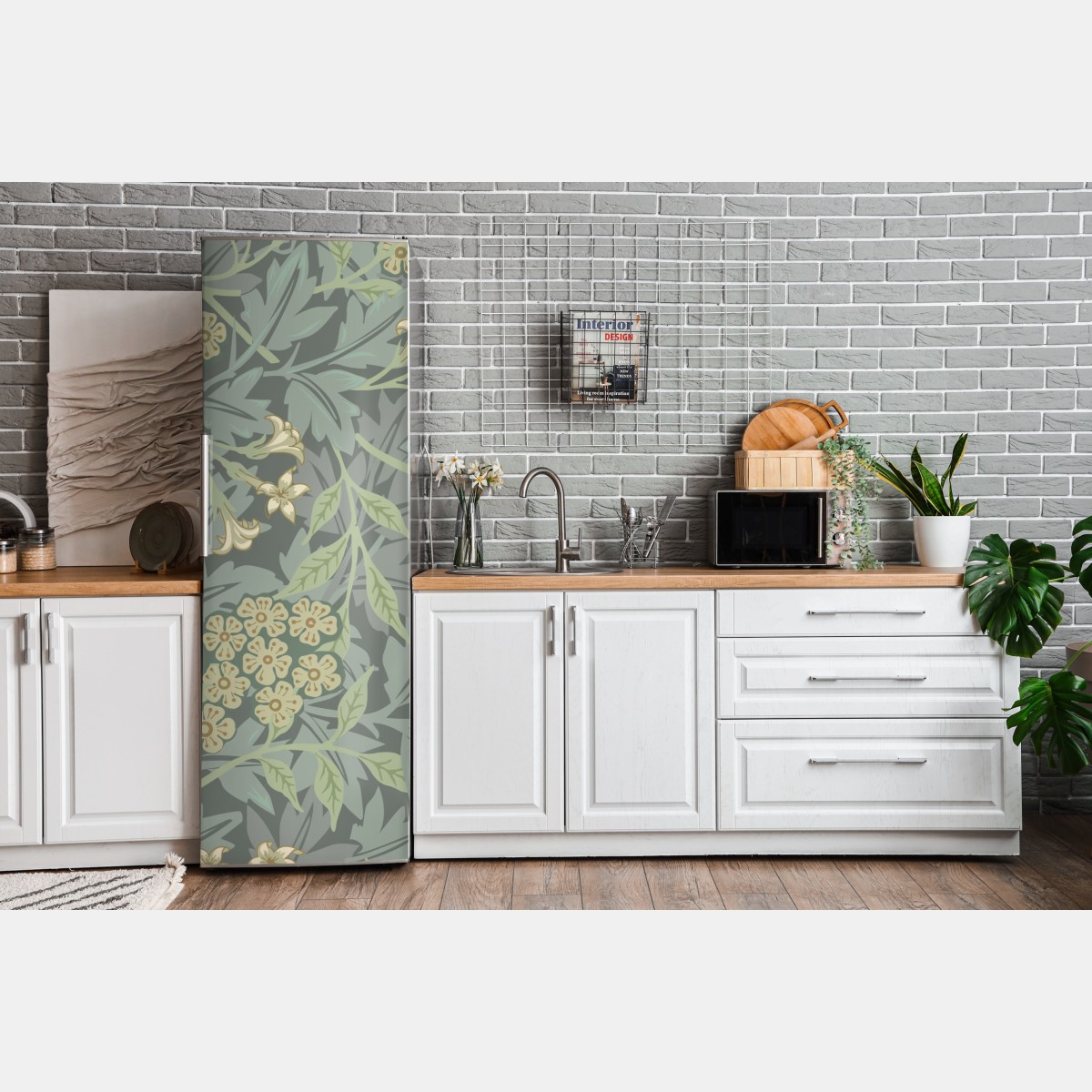 Naklejka na lodówkę vintage botaniczny wzór kwiatowy – Wallissimo® Naklejka na lodówkę vintage botaniczny wzór kwiatowy – Wallissimo®