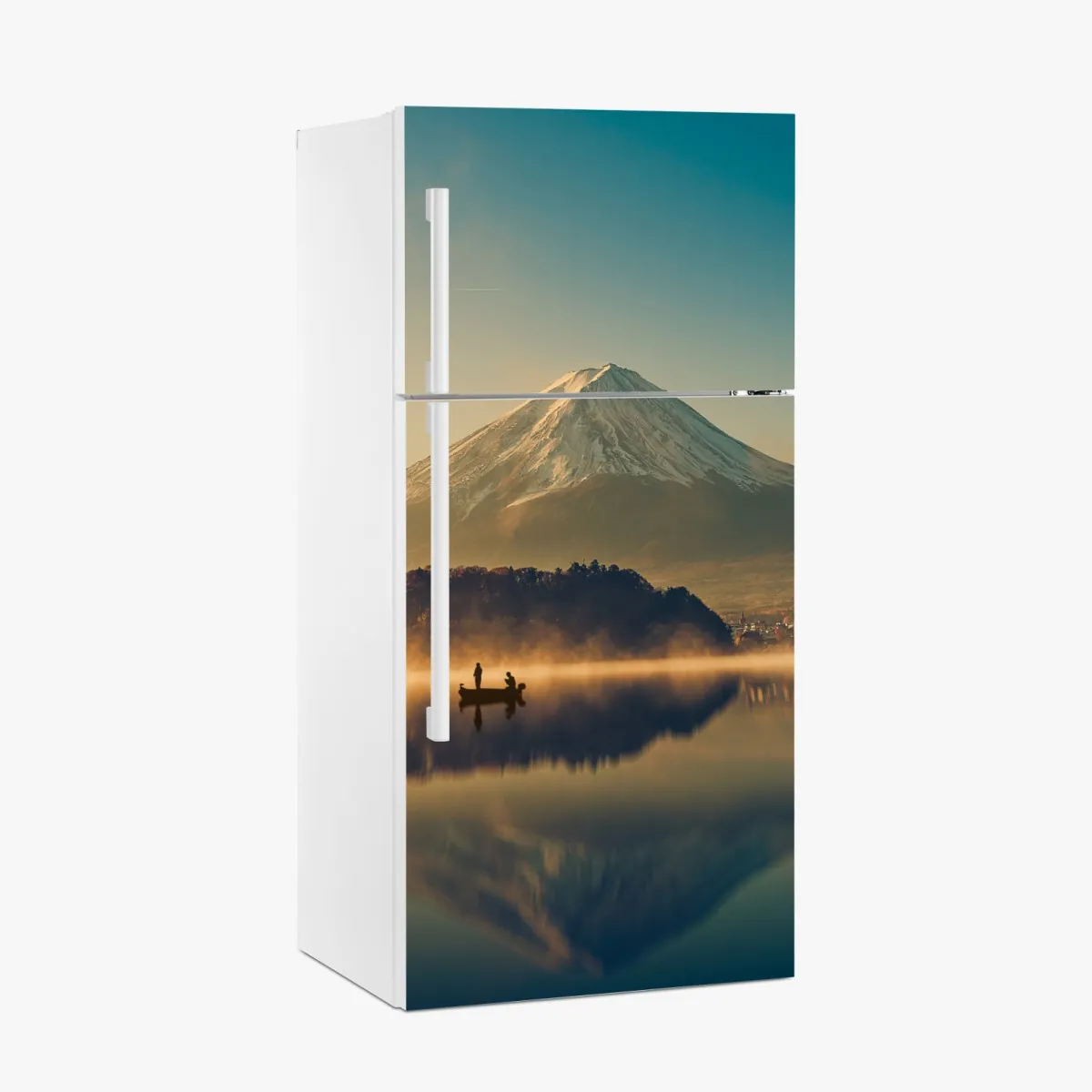 Naklejka na lodówkę wschód słońca nad Mount Fuji nad jeziorem Kawaguchiko – Wallissimo® Naklejka na lodówkę wschód słońca nad Mount Fuji nad jeziorem Kawaguchiko – Wallissimo®