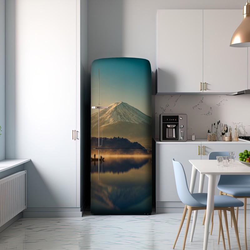 Naklejka na lodówkę wschód słońca nad Mount Fuji nad jeziorem Kawaguchiko – Wallissimo® Naklejka na lodówkę wschód słońca nad Mount Fuji nad jeziorem Kawaguchiko – Wallissimo®