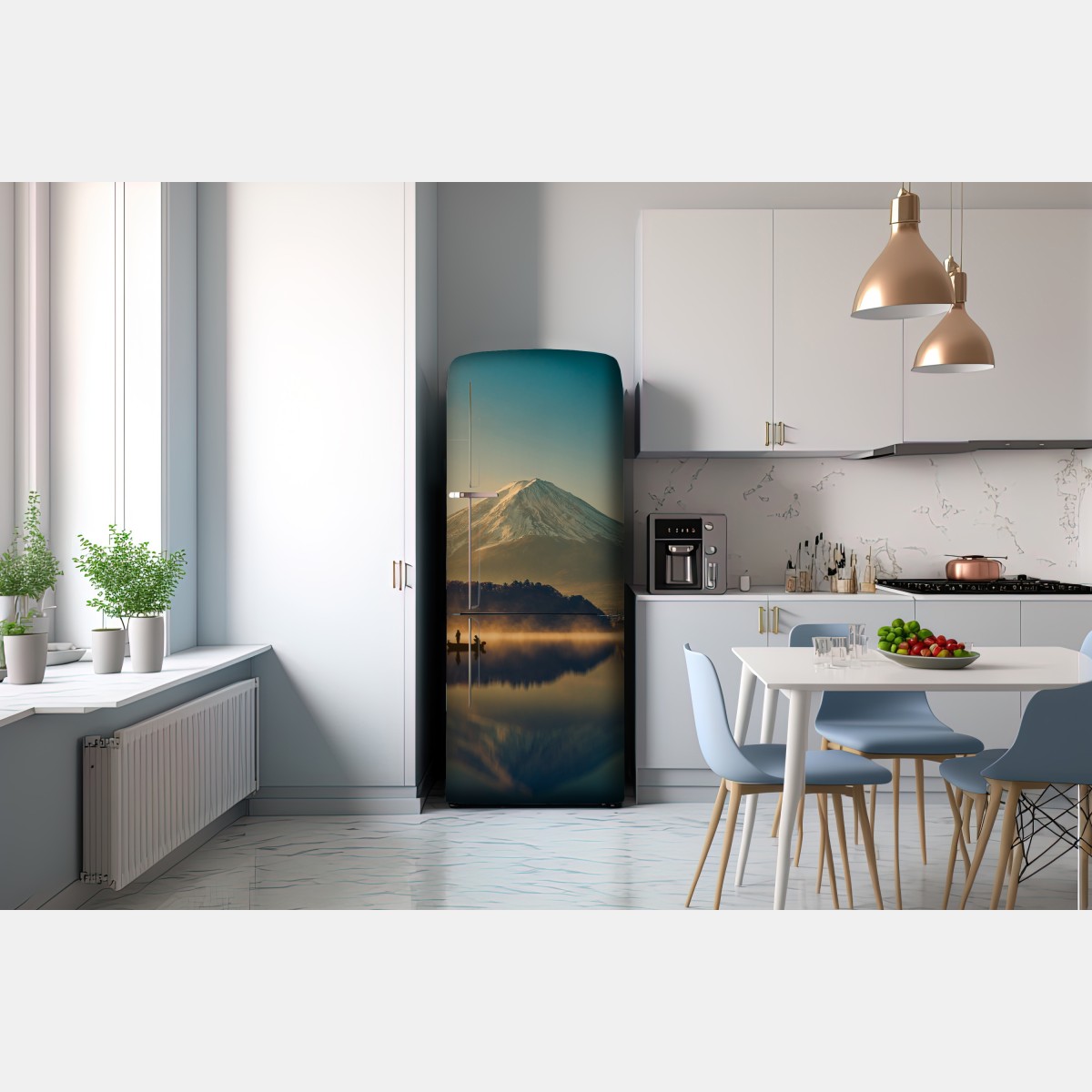 Naklejka na lodówkę wschód słońca nad Mount Fuji nad jeziorem Kawaguchiko – Wallissimo® Naklejka na lodówkę wschód słońca nad Mount Fuji nad jeziorem Kawaguchiko – Wallissimo®