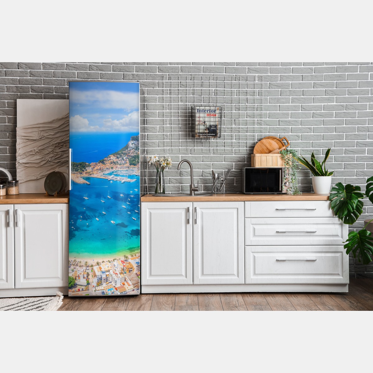 Naklejka na lodówkę widok z lotu ptaka na zatokę Port de Sóller – Wallissimo® Naklejka na lodówkę widok z lotu ptaka na zatokę Port de Sóller – Wallissimo®