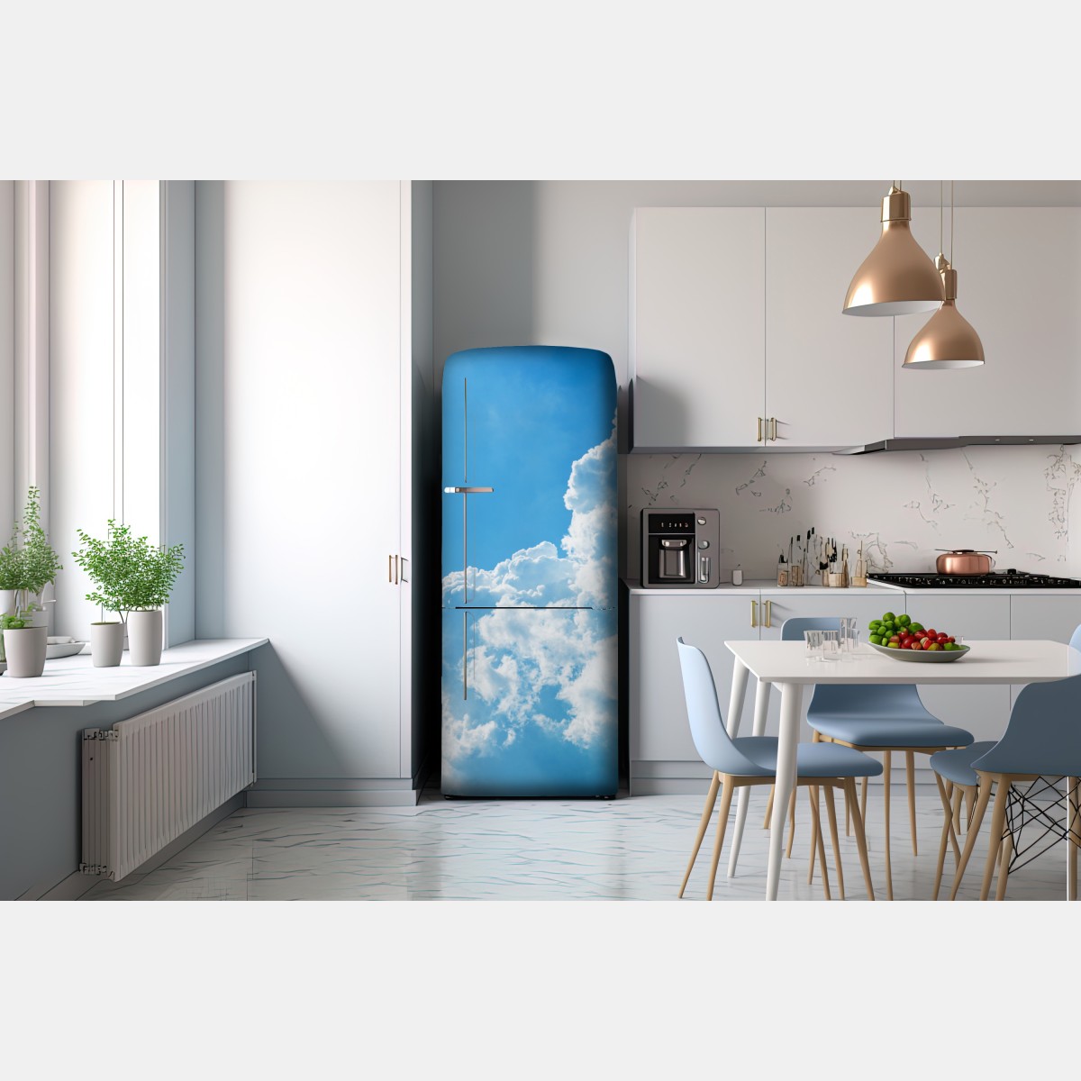 Naklejka na lodówkę delikatne niebo z puszystymi chmurami – Wallissimo® Naklejka na lodówkę delikatne niebo z puszystymi chmurami – Wallissimo®
