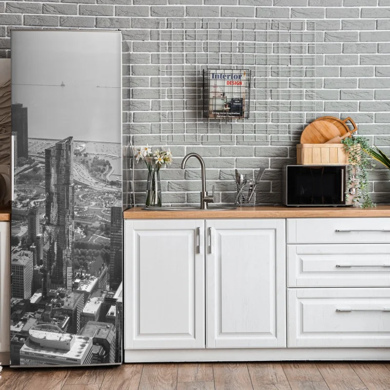 Naklejka na lodówkę turkusowy wzór łusek z złotymi detalami – Wallissimo®