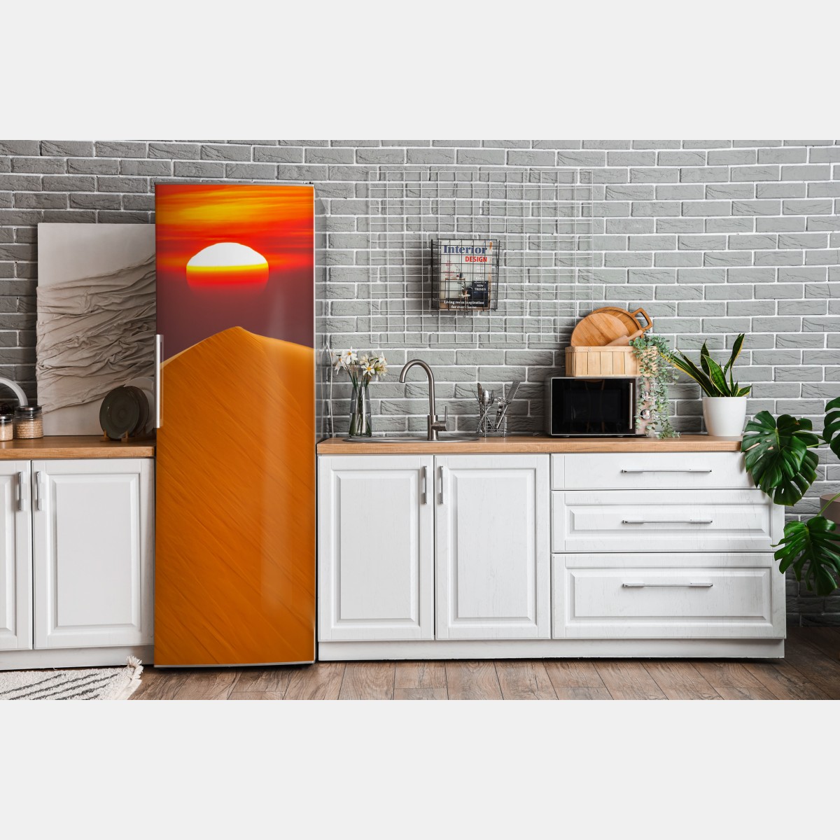 Naklejka na lodówkę złoty zachód słońca nad wydmami pustyni – Wallissimo® Naklejka na lodówkę złoty zachód słońca nad wydmami pustyni – Wallissimo®