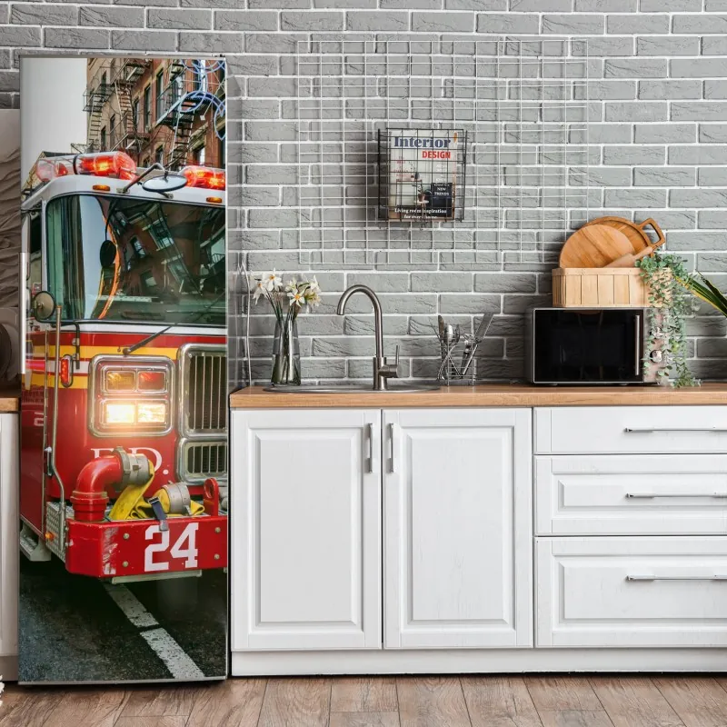 Naklejka na lodówkę karawana wielbłądów o zachodzie słońca na pustyni – Wallissimo®