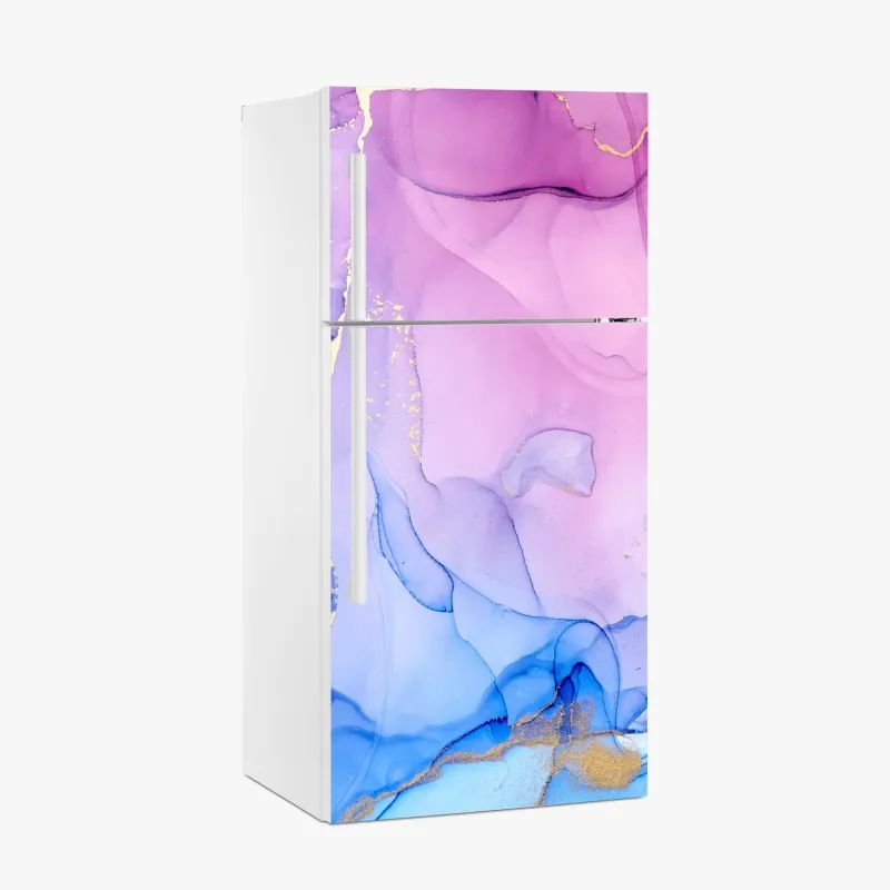 Naklejka na lodówkę wzór liści monstera ze złotymi akcentami – Wallissimo®