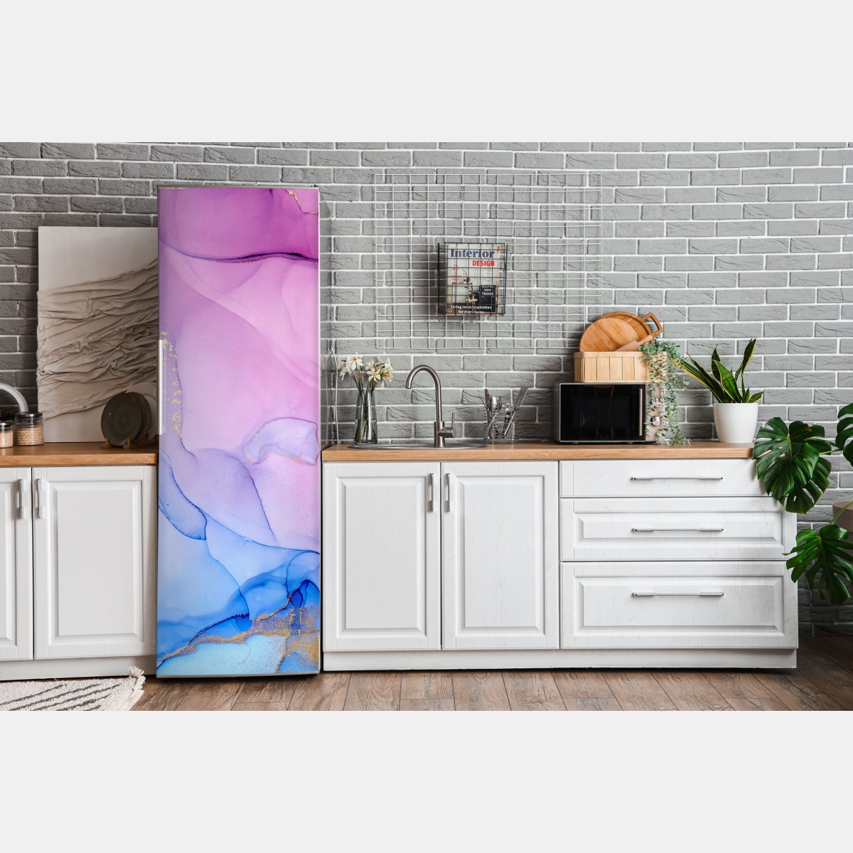 Naklejka na lodówkę różowo-niebieski marmur abstrakcyjny – Wallissimo® Naklejka na lodówkę różowo-niebieski marmur abstrakcyjny – Wallissimo®