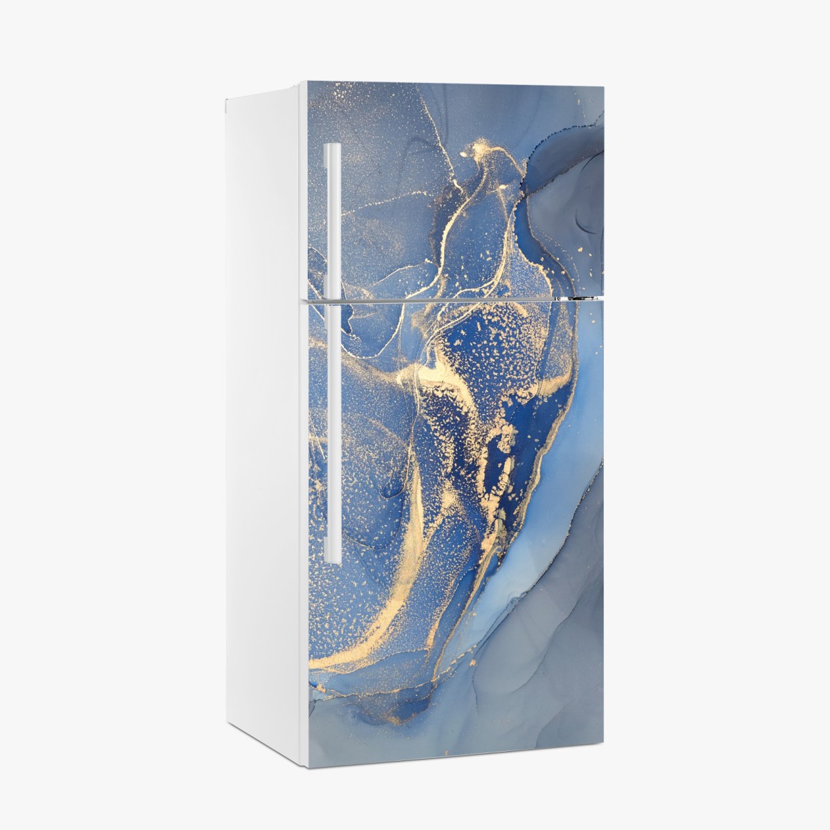 Fridge sticker ocean blue marble with gold veins