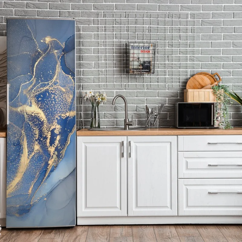 Naklejka na lodówkę mglista niebieska panorama gór – Wallissimo®