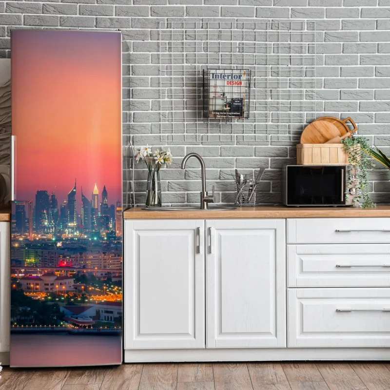 Naklejka na lodówkę tropikalny wzór hibiskusa i plumerii – Wallissimo®