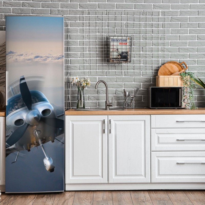 Naklejka na lodówkę oceaniczny błękit i złote zawirowania – Wallissimo®