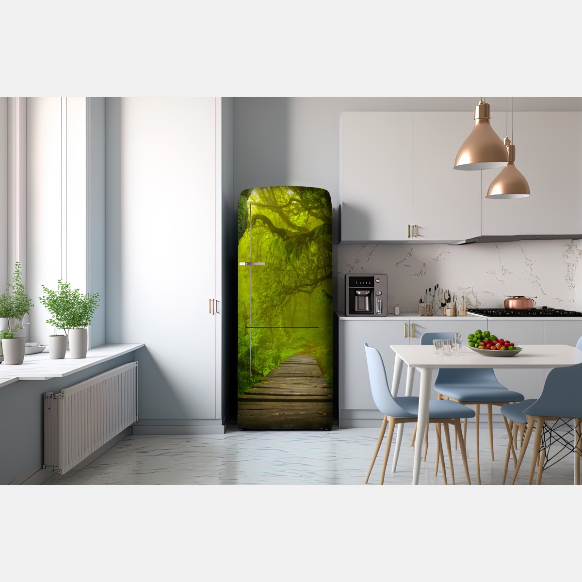 Naklejka na lodówkę mistyczna zielona ścieżka w lesie – Wallissimo® Naklejka na lodówkę mistyczna zielona ścieżka w lesie – Wallissimo®